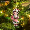 Navidad Nuevo Adorno Navideño Acrílico Plano 2D Dibujo Animado Pequeño Adorno de Árbol de Navidad Decoración Festiva