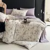 Conjunto floral de quatro peças estilo Ins conjunto de três peças de linho puro de alta gramatura espessado estilo retrô fresco conjunto de algodão e linho de gaze plissada