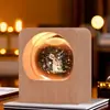 Venda quente presente de aniversário foto bola de cristal luz noturna lembrança LOGOTIPO da empresa presente comercial gravação em madeira maciça