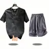 Conjunto da Moda de Verão para Homens, Versátil Camiseta Casual de Manga Curta com Gola Redonda e Letras em Relevo