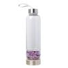 Vaso de Agua Energético de Grava de Cristal Natural Tapa de Acero Inoxidable 304 Botella de Agua con Partición de Boca Pequeña Vidrio para Spa Transfronterizo