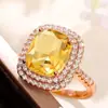 Huitan desejo Amazon novo anel quadrado europeu e americano cravejado com micro diamantes rosa anel elegante de zircônia simulada anel de casamento