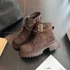 Botas Martin de Suela Gruesa para Mujer que Aumentan la Altura, Estilo Nuevo Otoño Invierno 2026, Moda Versátil, Cómodas, Hebilla de Cinturón, Botas de Trabajo