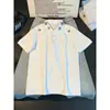 Camisa Polo de manga corta para hombre, teñido anudado negro bordado, de verano, peso pesado, cuello camisero, camiseta estilo americano holgada de media manga