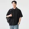 Camisa Polo de Verano de Manga Corta Estilo Japonés de Gama Alta con Bloques de Color, Camiseta de Manga Corta con Cuello, Camiseta Trendy Versátil de Manga Corta para Hombre
