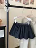 Falda Nueva de Línea A Verano 2025, Falda Abullonada, Falda Corta, Elegante Falda de Botón de Cintura Alta Suelta, Media Falda Versátil para Mujer