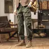 Calças de trabalho masculinas multi-bolsos atacado transfronteiriço, corte reto retrô americano, lavagem desgastada, barra afunilada, calças casuais, calças compridas da moda