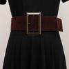 Estilo Coreano Sencillo Elegante Hebilla de Pin Plateada Cinturón Anti-Gamuza Gamuza Cinturón de Gamuza Mujer Doble Cara Doble Capa Sello de Cintura de Piel de Vaca
