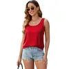 Estación Independiente de Amazon Comercio Exterior Popular Camisa Suelta sin Mangas de Satén Chaleco de Satén de Cuello Redondo para Mujer Transfronterizo Europeo y Americano