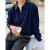 Suéter com zíper moderno estilo coreano masculino gola lapela estilo coreano moderno casual de manga longa cor sólida tricotado suéter casaco top moderno