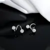 Brincos de Tarraxa Duplo Diamante Brilhante Gipsofila para Mulheres Piercing na Orelha Cartilagem da Orelha Tarraxa de Zircônia Cúbica Concha Tarraxa Dupla Cabeça Diamante Novo Brinco
