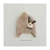 Gorro de Punto con Orejas de Dibujos Animados Lindo para Niños Coreanos, Gorro de Lana de Moda y Versátil, Cálido y a Prueba de Frío Gorro de Oso Pullover