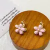 Rosa Flor de Cerejeira ~ Brincos Florais de Gotejamento de Óleo Dupla Face Retrô Francês Luxo Acessível Design de Nicho Doce Exquisitos Elegantes