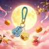 Festival do Meio do Outono Dia Nacional Pequeno Presente Personalização Ouro Puro 999 Chaveiro de Bolo da Lua Pingente para Corrente de Celular Lembrança de Negócios Caixa de Presente