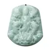 Jadeíta Natural Grado A Tipo Pollo Negro Guardián de Kowloon Guan Yin Hebilla de Seguridad Tallada por Ambos Lados Colgante Flor de la Fortuna de Jadeíta