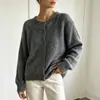 Bestseller transfronteiriço europeu e americano: cardigan de tricô liso e macio para mulheres, casaco suéter fofo de abotoamento simples e gola redonda para outono e inverno