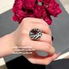 Pendientes de Gota de Agua Rubí de Granada Babilónica Antigua Anillo de Arco de Zirconia Chapado en Oro de 18K Vintage de Corte Guepardo