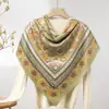 Lenço Quadrado Fino de Seda e Lã para Primavera e Verão o Ano Todo Feminino 200 Xale Étnico Lenço para Ar Condicionado Feminino Customização de Fábrica