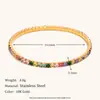 Pulseira Europeia e Americana Transfronteiriça Elástica Colorida com Zircônia Aço Inoxidável Banhado a Ouro 18K Personalidade Celebridade da Internet Nicho Pulseira com Inlay para Mulheres