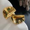 Pendientes plisados de nicho francés G 2022, nuevos, elegantes y de moda, con personalidad exagerada, grandes, europeos y americanos, para mujer O9-1