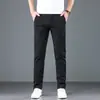 Novas Calças Casuais para Homens 2026, Estilo Verão Fino, Versátil, Elástica, Algodão Puro, Marca da Moda, Corte Slim, Perna Reta, Calças Longas Masculinas Jovens