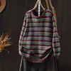Nuevo Suéter Rayado Vintage Otoño 2026 para Mujer, Moda Casual Versátil Reductor de Edad Bloque de Color Rayas Tejido de Algodón MHT
