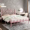 Cama de ferro forjado, espessada e reforçada, cama princesa simples e moderna, popular online, cama de casal 1,8m, cama de estrutura de ferro simples nórdica 1m