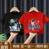 Camiseta Infantil Estampada de Manga Curta 2026 Verão Novo Estilo Estilo Coreano Moda Verão para Meninos Casual Algodão
