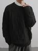 Suéter minimalista com design estilo coreano Cleanfit, suéter masculino moderno de malha com textura de bloco de tofu, estilo preguiçoso para outono e inverno