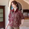 Chaqueta de moda de nuevo estilo, corte holgado, para madres, con cuello de solapa, versátil para mujeres de mediana edad y mayores, top casual elegante y adelgazante