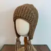 Gorro con Orejeras de Hilo Grueso Trenzado con Borlas Ins Lindo Estilo Coreano Gorro de Punto Acanalado Otoño e Invierno para Niñas Gorro de Aviador