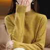 Capa base de cachemira sintética de alta gama para mujer, jersey de otoño e invierno con cuello semi-alto, suéter de punto de cachemira sintética