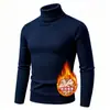 Suéter cálido de invierno con cuello alto, estilo coreano ajustado, tejido de ochos moderno, ceñido, camiseta base de punto pullover con forro polar
