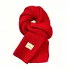 Cachecol Inverno Vinho Âncora Lã Nova Tricotado Cor Sólida Feminino Estilo Coreano Espessado Vermelho Quente e Versátil