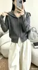 Cardigan de tricô com gola marinha, venda quente transfronteiriça, zíper, trança, cor sólida, top solto, top versátil, estilo preguiçoso