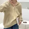 Suéter de Tricô com Capuz Feminino Outono e Inverno 2024 Novo Estilo Japonês Retrô Estilo Preguiçoso Peça Externa Solta Suéter de Tricô de Celebridade da Internet