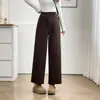 Especial 100kg Novo Início de Outono Calça Reta Simples com Cordão Cintura Elástica para Meninas Plus Size, Calça Caprichada de Nove Pontos 0926