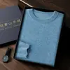 26 Otoño Invierno Nuevo Suéter de Cachemira para Hombre Cuello Redondo Cachemira Formal Tejido de Punto Capa Base Suéter para Jóvenes Adultos Suéter de Lana