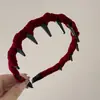 Diadema Retro Maillard de Terciopelo Rojo con Dientes Ondulados para Lavado de Cara y Presión del Cabello Accesorios para el Cabello de Alta Gama Nuevo Estilo para Mujer
