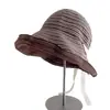 Sombrero de Pescador Retro Rayado de Moda para Mujer, Sombrero de Sol de Tela Versátil Plegable Portátil con Cinta de Bloqueo de Color de Verano