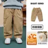 Calças Grossas Forradas com Lã para Meninos com Bolsos Grandes, Novo Estilo Inverno 2026 Roupas Infantis para Bebês e Crianças