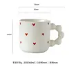 "Fofo e Romântico" Caneca de Cerâmica Branca Pequena em Formato de Coração com Alça Circular para Meninas, Adequada para Uso Doméstico