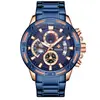 Wwoor8879 Reloj de Cuarzo con Correa de Acero para Hombre Cadena de Acero Seis Manecillas Multifunción Resistente al Agua Código Reloj Fabricante de Relojes