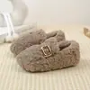 Zapatos de Algodón Rizado para Niñas de Lana 2026 Otoño/Invierno Nuevos Color Sólido Ropa Exterior Talla Pequeña Mediana Grande Zapatos de Piel para Niños Zapatos Cálidos