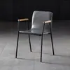 Cadeira de Jantar Minimalista com Encosto, Banqueta Moderna de Ferro Artístico Loft para Escritório, Cadeira de Café de Alto Padrão Estilo Industrial Retrô Nórdico