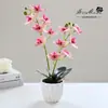 Flores Artificiais 12 Cabeças Toque Orquídea Borboleta Bonsai Flores de Simulação Decoração de Casa Interna Ornamentos Flores Artificiais Plantas em Vasos de Simulação