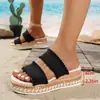 Sandalias de Cuña para Mujer 2026 Nuevas Negras Talla Grande En Stock Verano Transfronterizo Sandalias Casuales Beige para Mujer