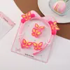 Cinta de Poliéster con Hilo Europea y Americana Set de Diadema y Pasador de Moño para Niños al por Mayor Moño de Doble Capa Flor Hecha a Mano Accesorios para el Cabello