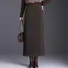 Falda de lana elástica de corte ajustado para mujer, otoño 2026 nueva falda de línea A de cintura alta, recta, fluida, de longitud media