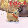 Figura de gatito lacada de sándalo tallada a mano, gato artístico y juguetón con confianza, pequeño adorno de talla de madera creativa